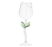 Veemoon Verre à Vin en Verre Transparent 400ml Motif Rose et Feuille Verte, Coupe à Cocktail Élégante pour Fêtes, Mariages et Réceptions - Gobelet à Vin Polyvalent pour Boissons