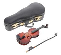 Veemoon Violoncelle Miniature en Bois 14 Cm Archet, Support et Étui - Modèle Réaliste D’Instrument de Musique, Décoration de Bureau et Accessoire Photo pour Maison et Table