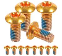 Veemoon Vis de Plaquette de Frein en Acier Titane M5x10 Mm Dorée, Boîte de 12, Haute Résistance Anticorrosion, Compatible VTT, Vélo Route, Électrique et BMX, Fixation Disque Frein Robuste