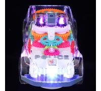 Veemoon Voiture à Rouages Transparente Lumière LED, Électrique Bruyant pour Garçon et Filles 1-3 Ans, Voiture Miniature Tournevis, Véhicule Éducatif pour Éveil Sensoriel
