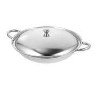 Veemoon Wok En Acier Inoxydable Avec Poignées - Poêle à Frire Induction 30 Cm - Idéal Pour Cuisine Chinoise Et Shabu Batterie De Cuisine Pour Restaurant Et Maison