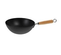Veemoon Wok en Fonte de Fer Forgé 24 CM sans Revêtement Petit Wok à Fond Plat pour Cuisinière à Induction Ustensile Cuisine Multifonction pour Frire Bouillir et Cuire à la Vapeur 1
