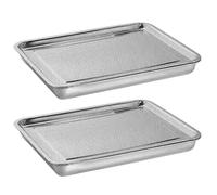 Veesper 2 PCS Grain SPROURT Tray, Graine en Acier Inoxydable Kit de Plateau de Germination Rectangle des germes de Haricots d'herbe de blé Pousse Le Plateau pour la Fourniture de Jardin 26x20x5 cm
