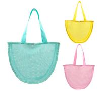 Veesper 3 pièces Sac Coquillage 3 Couleurs Sac de Plage pour Enfants 13x9x3 '' Plage en Maille de Nylon avec Fermeture à Pression et poignées, Essentiels pour Les Enfants.
