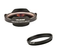 Veesper Adaptateur d'objectif Fisheye 37 mm 0, 3X HD Ultra Grand Angle, Anneau Adaptateur pour Appareil Photo, Accessoires pour Photographie de Paysage, Voyage, Gros Plan, Capture de scène Large