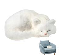 Veesper Chat réaliste, Mignon Chat en Peluche de Sommeil, Saut de Peluche de Chat en Fausse Fourrure Artificielle, éditeur de Photographie de Faux Chat détaillé décoratif, Blanc