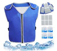 Veesper Gilet de refroidissement imperméable respirant avec 20 paquets de glace amovible, gilet travail réfléchissant léger avec 6 poches pour hommes et femmes, vêtements secours chaleur