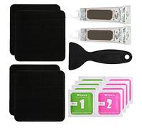 Veesper Kit de réparation de Trampoline 15 pièces, Ensemble Patchs carrés 4x4 Pouces, Kit Patchs Trampoline Polyvalent pour crevaisons, déchirures, réparation Tissu extérieur