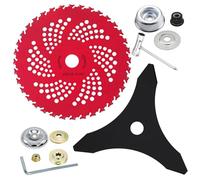 Veesper Lame de désherbage à 36 Dents, Lame de débroussailleuse en Acier allié 9, 1 x 9, 1 Pouces avec kit d'adaptateur Universel, Compatible avec Les Coupe-Bordures et Les Coupe-Bordures