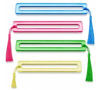 Veesper Mahjong Line Finder, 4 pièces Lecteur de Ligne de Carte Acrylique coloré Transparent règles épaissies Accessoires Mahjong pour Les compétitions fêtes stratégiques