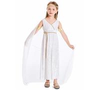Veesper Robe de déesse Grecque pour Les Enfants, Polyester Blanc Grec Grec Costume Athena to Toga Roman Greek Robe Halloween Costumes Cosplay Accessoires grecs Accessoires