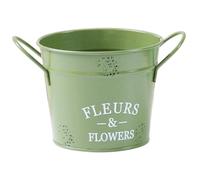 Veesper Seau de Jardin en métal Vert armée Vintage 5x4 Pouces, Collecte de Boue Polyvalente et Organisateur d'outils avec poignées pour Les Amateurs Jardinage