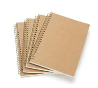 VEESUN A5 Cahiers Classique Lot de 4 avec Reliure Double Spirale, Bloc Note Notebook Carnet Dessin Kraft Couverture Convient pour L'école L'écriture Garçons Filles et Enseignants, 80 Feuilles Blanche