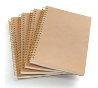 VEESUN Cahier à Spirale A5 Blanc Lot de 4 Carnet de Notes 80 Feuilles | Reliure à Double Spirale Dorée / Couverture Kraft / Cahier de Dessin / Papier 80g / Bloc Note pour Écriture École et Bureau