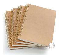 VEESUN Cahier à Spirale A5 Pointillé: Lot de 4 Carnet de Notes avec Couverture Kraft Cahier Note 80 Feuilles 160 Pages Cahier de Dessin Papier Épais 80g Bloc Note Idéal pour Écriture École et Bureau