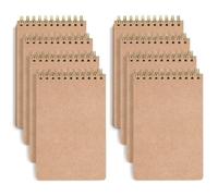 VEESUN Cahier à Spirale A6 Petits Carreaux: Lot de 8 Carnet de Notes avec Couverture Kraft Cahier Note 80 Feuilles 160 Pages Cahier de Dessin Épais 80g Bloc Note Idéal pour Écriture École et Bureau