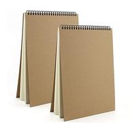 VEESUN Carnet Dessin A4, 2pcs Cahier Reliure Spirale avec Couverture Rigide Croquis Papier Materiel avce Pages Blanches Convient à Crayon Stylo Aquarelle D'art, 160GSM 60 Pages