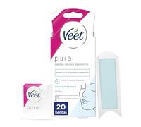 Veet Bandes de cire dépilatoire visage Pure – Peau sensible – 20 unités
