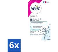 Veet - Bandes à épiler - Aisselles - Hypoallergénique Minima - 16 bandes - Pack avantage - 6 pièces