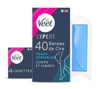 VEET - Bandes de Cire Froide Douceur Peau Sensible, Huile d'Amande Nourrissante (40 bandes) - Lot de 2 - vendu par Lot