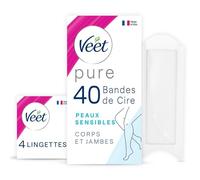 VEET - Bandes de Cire Froide Hypoallergéniques, Douceur Longue Durée pour Peaux Sensibles (40 Bandes) - Le lot de 2