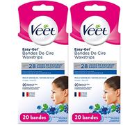 Veet Bandes De Cire Froide Peaux Sensibles - Epilation Visage (Lot de 2x20 bandes)