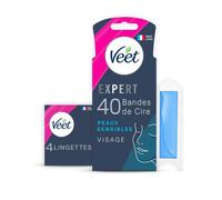 Veet - Bandes de Cire - Visage - PEAUX SENSIBLES - 40 Bandes
