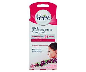 Veet Bandes d'épilation pour le visage, peau normale, 32 pièces, emballage variable