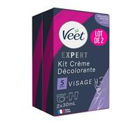 Veet - Crème Décolorante Spéciale Visage - 1 étui de 2 tubes de 30 ml - Lot de 2