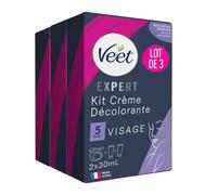 Veet - Crème Décolorante Spéciale Visage - 1 étui de 2 tubes de 30 ml - Lot de 3