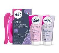 Veet Crème décolorante Visage et Corps Peau normale – 2 flacons de 75 ml