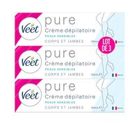 VEET PURE - Crème Dépilatoire Corps & Jambes - Peaux Sensibles - Sans Odeur d'Amoniaque - 100ml