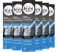 Veet Crème Dépilatoire Veet Men - Peaux Sensibles Tube de 200 ml, Lot de 6