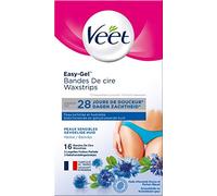 Veet Easy Gel - 16 Bandes De Cire Froide Maillot Aisselles - Peaux Sensibles - Sans Frotter - Epilation Longue Durée