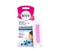 Veet EASY GEL - 20 Bandes de Cire Froide Visage - Peaux Sensibles - Sans Frotter - Epilation Longue Durée