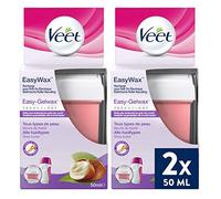 Veet - EasyWax - 2 Recharges de Cire Chaude Epilation 50ml - Bras & Jambes - Beurre de Karité