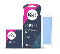 Veet EXPERT - 24 Bandes de Cire Froide Visage - Peaux Sensibles - Finition Parfaite - Epilation Longue Durée