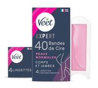 Veet EXPERT - 40 Bandes de Cire Froide Corps & Jambes - Peaux Normales - Finition Parfaite - Epilation Longue Durée
