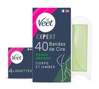Veet EXPERT - 40 Bandes de Cire Froide Corps & Jambes - Peaux Sèches - Finition Parfaite - Epilation Longue Durée