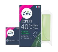 Veet Expert Bandes de Cire Froide pour Corps et Jambes Peau Sèche - 40 Unités