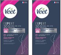 Veet Expert Bandes dépilatoires - Corps et jambes - Peau normale - 20 pièces - 2 pièces - Pack avantage
