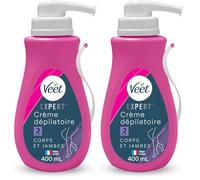 VEET EXPERT - Crème Dépilatoire Poils Tenaces - Corps et Jambes - Agit en 2min - 400ml (Lot de 2)