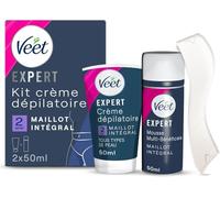 VEET EXPERT - Crème Dépilatoire Poils Tenaces - Maillot Intégral Avec Mousse Exfoliante - Agit en 2min - 2x50ml