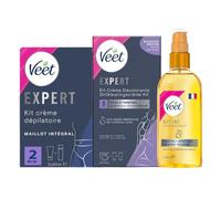 Veet Expert - Kit Crème Dépilatoire Poils Tenaces Maillot Intégral, 1 Crème décolorante Visage et Corps et Huile après Épilation