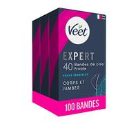 Veet Expert - Lot de 100 Bandes De Cire Froide - Corps & Jambes - Peaux Sensibles