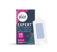Veet Expert Lot de 16 bandes pour zones aisselles et bikini pour peaux sensibles (12 + 4 gratuites)