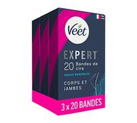 Veet Expert - Lot de 60 Bandes De Cire Froide - Corps & Jambes - Peaux Sensibles