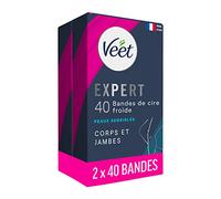 Veet Expert - Lot de 80 Bandes De Cire Froide - Corps & Jambes - Peaux Sensibles