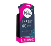 Veet Expert - Lot de 80 Bandes De Cire Froide - Visage - Peaux Sensibles