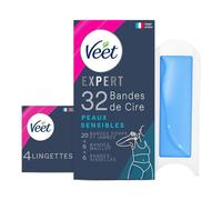Veet Expert Precision Bandes de Cire Froide pour Jambes, Bikini & Aisselles - 32 Unités